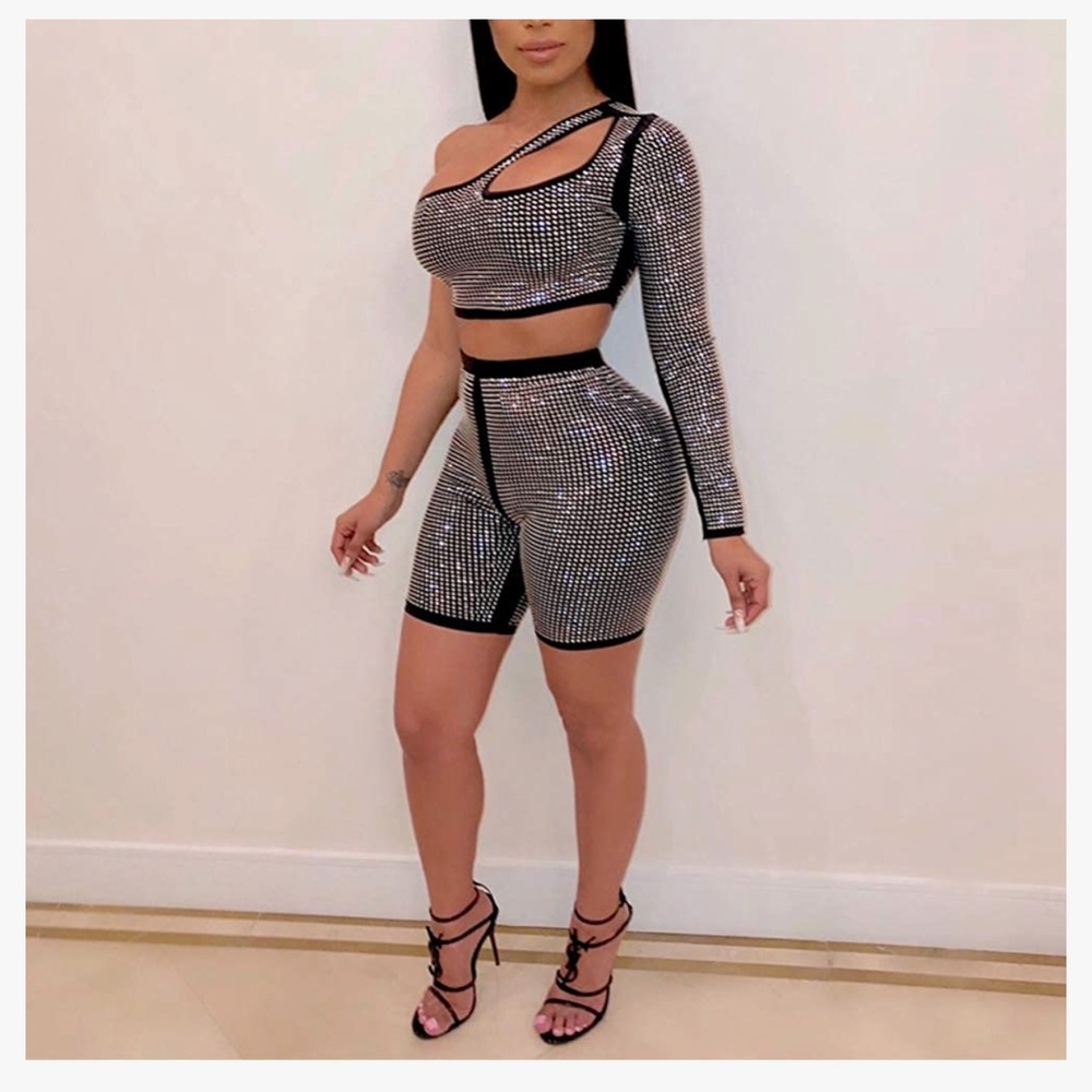 Sexy Black Bling 2 Piece Outfit